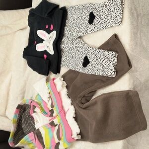 5 Piece 9 month baby girls outfits, long sleeve, fleece vest/pants, Carters